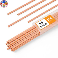 15pcs Brazing Rods AWS BCuP-5 15% Silver Solder Phos Copper Brazing Alloy Flat W