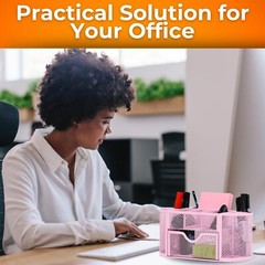 Pen Holder Desk Organizer – 9-Compartment Pencil Holder Desk Organizer with D…