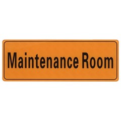 9″x3″ Maintenance Room, 1Pcs Room Door Sign Self-Adhesive Orange with Black Text