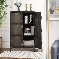Vintage Metal Storage Cabinet 47.3H Industrial Steel Locker Cabinet with 6 Doors