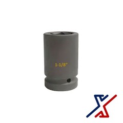 1-1/8″ x 1″ Drive, 6 Point Deep Impact Socket, Spindle Axle Nut by X1 Tools