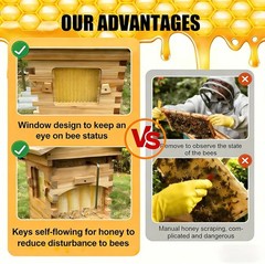 2-in-1 Auto Seedding Beehive Starter Kit Wooden Auto Honey Hive + 7 Auto Frames