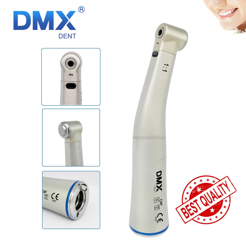 DMXDENT Dental 1:1 Fiber Optic LED Contra Angle Handpiece Low Speed Fit NS & K