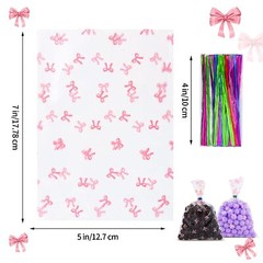 Clear 5x7in 100PCS Cello Cellophane Treat Bags – Pink Candy Cookie Bags with …