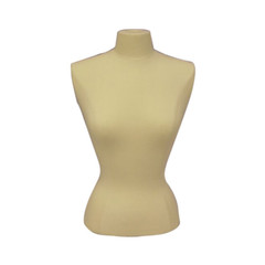 Female Adult Small Size Off-White Hard Foam Blouse Form with Round Metal Base