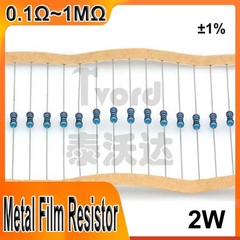 10Pcs 2W Metal Film Resistors ±1% Range of Value 0.1Ω to 1MΩ Various Values