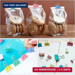 40-Pack Colorful Binder Clips, Assorted Sizes (4 Sizes) Metal Paper Clips, Stron