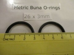 26mm ID x 32mm OD x 3mm thick O-ring. Buna-70. Quan 2.