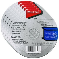 Makita 5 Pack – 4.5″ Cut Off Wheels For 4.5″ Grinders On Metal & Stainless Steel