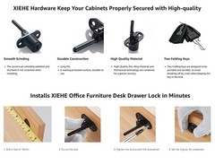 XIEHE 288 Drawer Locks with Keys, Zinc Alloy Office 288-16-1pack, Black