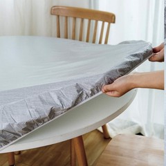 NLMUVW Round Vinyl Tablecloth with Elastic Edge Flannel Backing, Fitted PVC