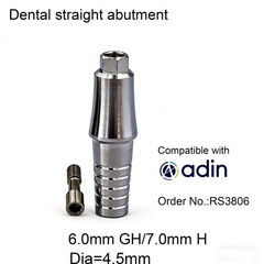 Dental straight Abutment Hex W/replica screw fits Adin conical 1-6.0mm GH/D4.5mm