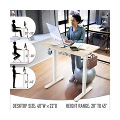 SHW 40 x 22 Inches Electric Height Adjustable Sit to Stand Desk with Hanging …