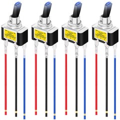 4Pcs Lighted Toggle Switch DC 12V 30A,SPST 3 Pin On Off Blue LED Switch for A…