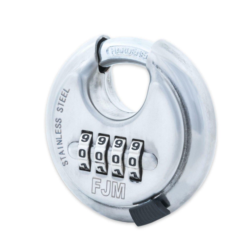 FJM Security SX-790 4-Dial Combination Disc Padlock With Shielded Hardened Steel