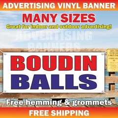 BOUDIN BALLS Advertising Banner Vinyl Mesh Sign Balls Red Blue Food Bar Meat