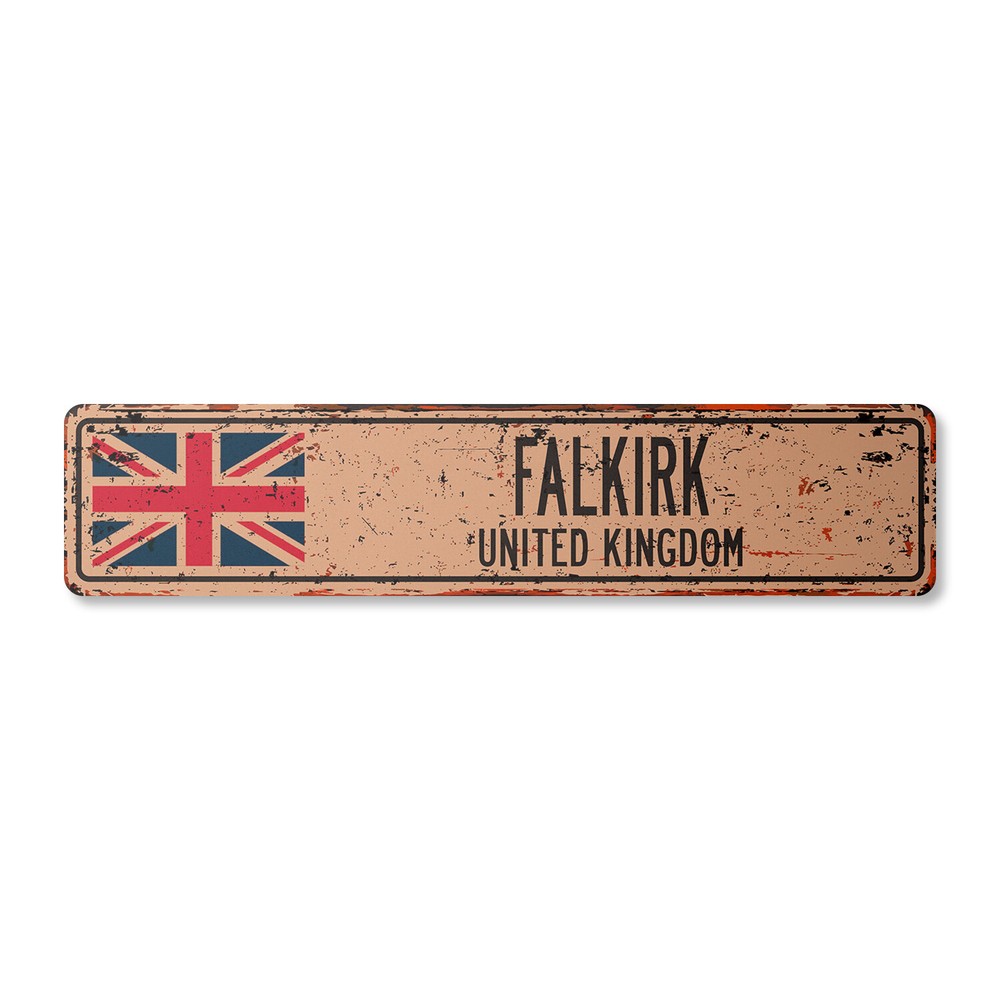 FALKIRK UNITED KINGDOM Vintage Street Sign British Britons Brits flag country