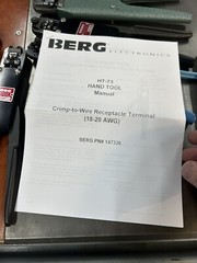 BERG, DU PONT, FCI FRAMATOME CRIMPER MANUAL FOR HT-73 MINI PV -11 PAGES NO ODOR