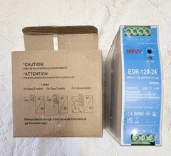 New NVVV EDR-120-24 DIN Rail Power Supply 24V 5A 120W Switching AC/DC NOS