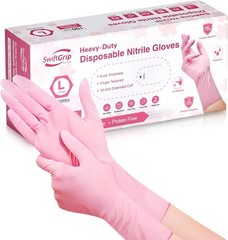 Ambidextrous Cherry Blossom Nitrile Gloves – 12 Inch, Latex-Free, Multi-Purpose