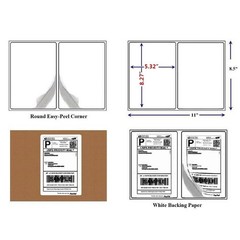 500-8000 8.5″x5.5″ Mailing Shipping Labels Round Corner Half Sheet Self Adhesive