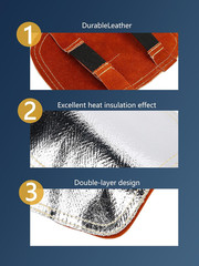 Hand Heat Shield, Welding Hand Pad, Split Cowhide Leather Aluminized Back Weldin