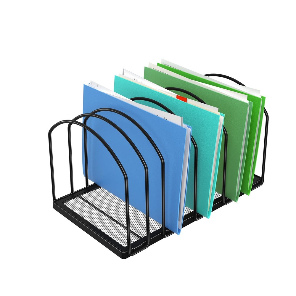 9 Section Metal File Sorter Organizer, Black