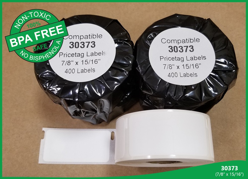 5 Rolls Dymo® Compatible 30373 Pricetag Rat Tail Style Thermal Film 400 Labels
