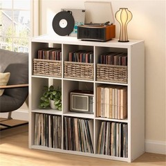 Pemberly Row 9-Cube Media Storage Organizer in Engineered Wood White