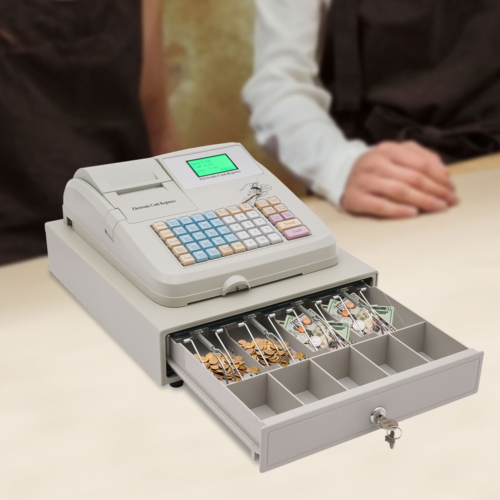 48 Keys Electronic Cash Register POS Cash Machine Supermarket LED Display NEW US