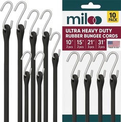 Miloo Rubber Bungee Cords with Hooks – Assorted Lengths EPDM Straps with C
