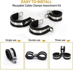 10pcs 1.5″ Inch Cable Clamp Rubber Cushioned Insulated Clamp Stainless Steel