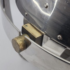 Vintage Chrome Round Roll Top Full Size 20” Chafer Chafing Dish Brass Handle