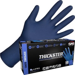 Thickster Latex Disposable Gloves 50 Count Powder Free Exam Grade Superior Grip