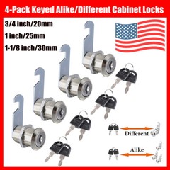 4Pack 3/4″ 1″ 1-1/8″ File Cabinet Cylinder Cam Lock With Keys for Drawer Mailbox
