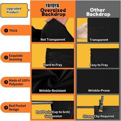 Black Backdrop, 10×20 ft Large Photo Backdrop Curtain for ft,