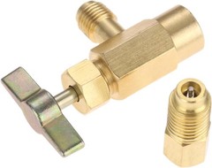 R1234YF Self-Sealing Can Tap with R134A Tank Adapter, 1/4″ SAE 1/2″ LH Thread Va