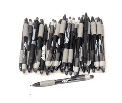 30ct Lot Misprint Click Pens MAXGLIDE Hub Pen: BLACK & GRAY Thick Rubber Grip