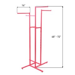 SSWBasics Hot Pink 4-Way Clothing Display Rack With Straight Arms- Durable