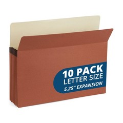 Blue Summit 10 Redwell Folders Letter Size, Brown Accordion File 5.25″, Red