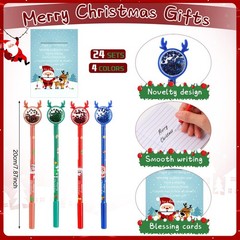 Gueevin 24 Sets Christmas Pens 1 Count (Pack of 24), Blue, Brown, Green, Red