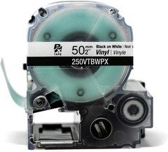 Epson LABELWORKS 250VTBWPX Black on White 2″ (50mm) Vinyl Label Tape **5-PACK**