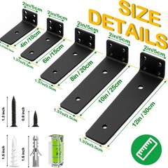 Floating Shelf Bracket 6 Inch of 6 Pack Heavy Duty Shelf Brackets Black Coated M