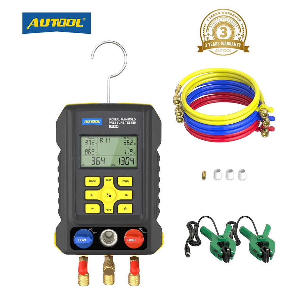 Refrigeration Digital Manifold Gauge Set AC HVAC System Vacuum Pressure Tester