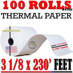 100 Rolls POS Receipt thermal Paper printer star epson IBM 3 1/8″ 80mm x 230′ FT