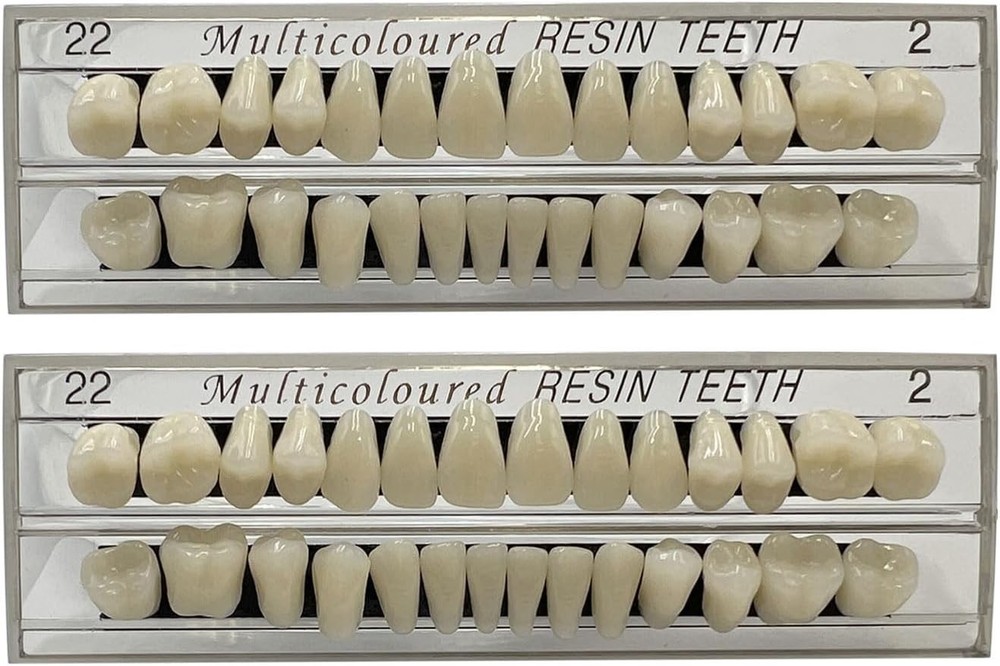 56 Pcs False Teeth Fake 2 Sets Synthetic Resin Dental Tooth, 22 A2