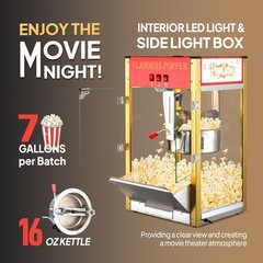 Commercial Popcorn Machine with 16 Ounce Kettle, Countertop Popcorn Maker 1600W