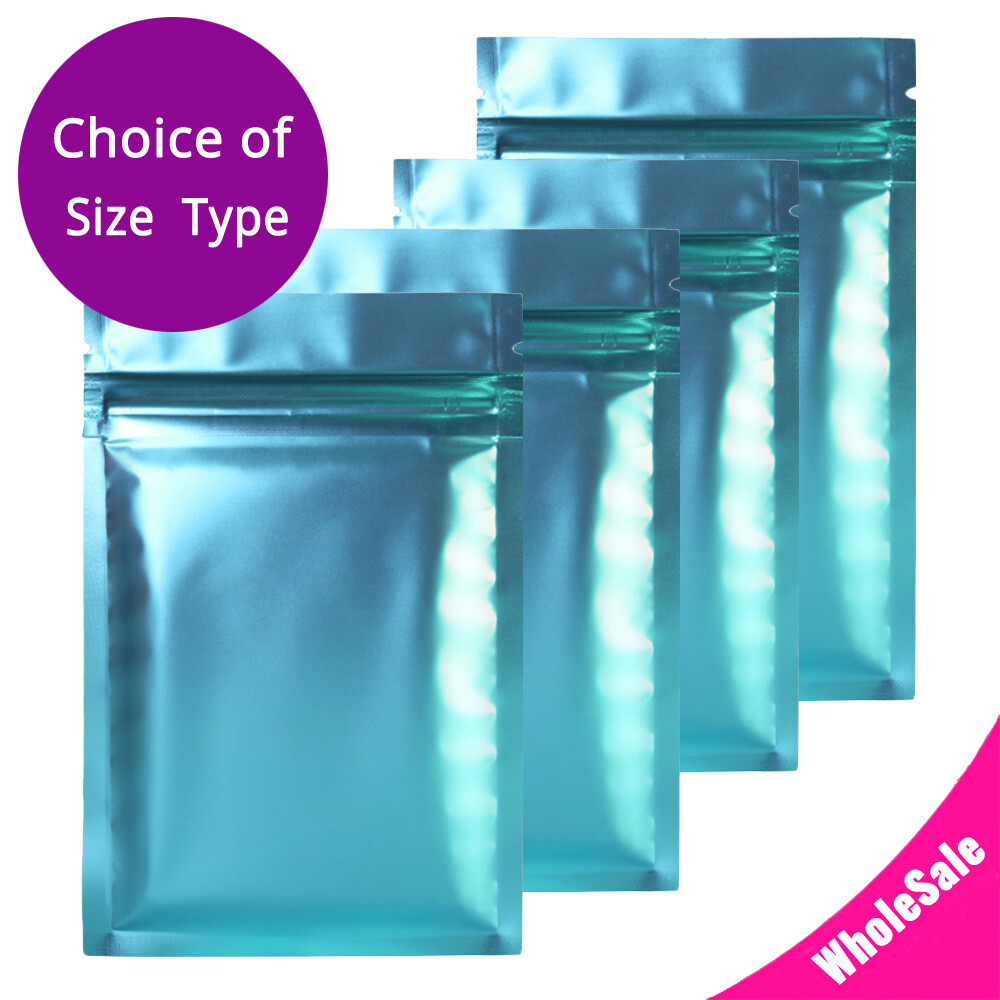 Multi-Size Matte Blue Double-Sided Foil Mylar Flat Zip Lock Bag w/Tear Notch B08