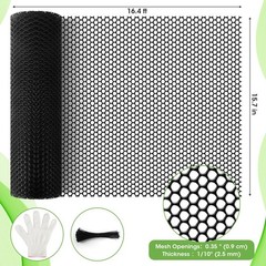 Unves Chicken Wire Plastic Mesh, 15.7IN x 16.4FT Fencing for Poultry Floral D…
