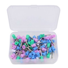 100pc/box Dental Polishing Cups Brush Prophy Nylon Metal Latch Flat Mixed Color